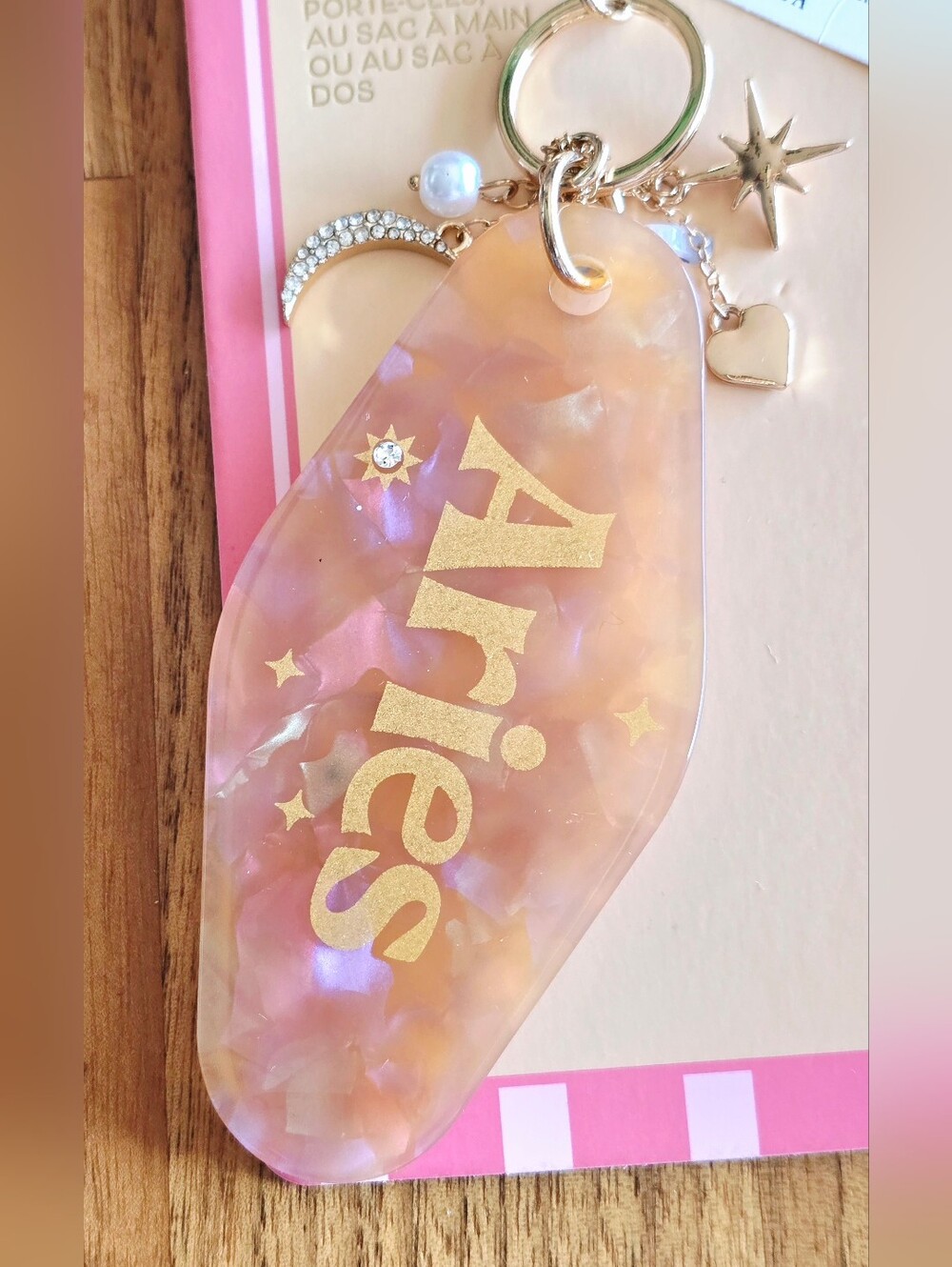 NEW! Piper K Gold Heart Keyring Charm Zodiac Sign "Aries"